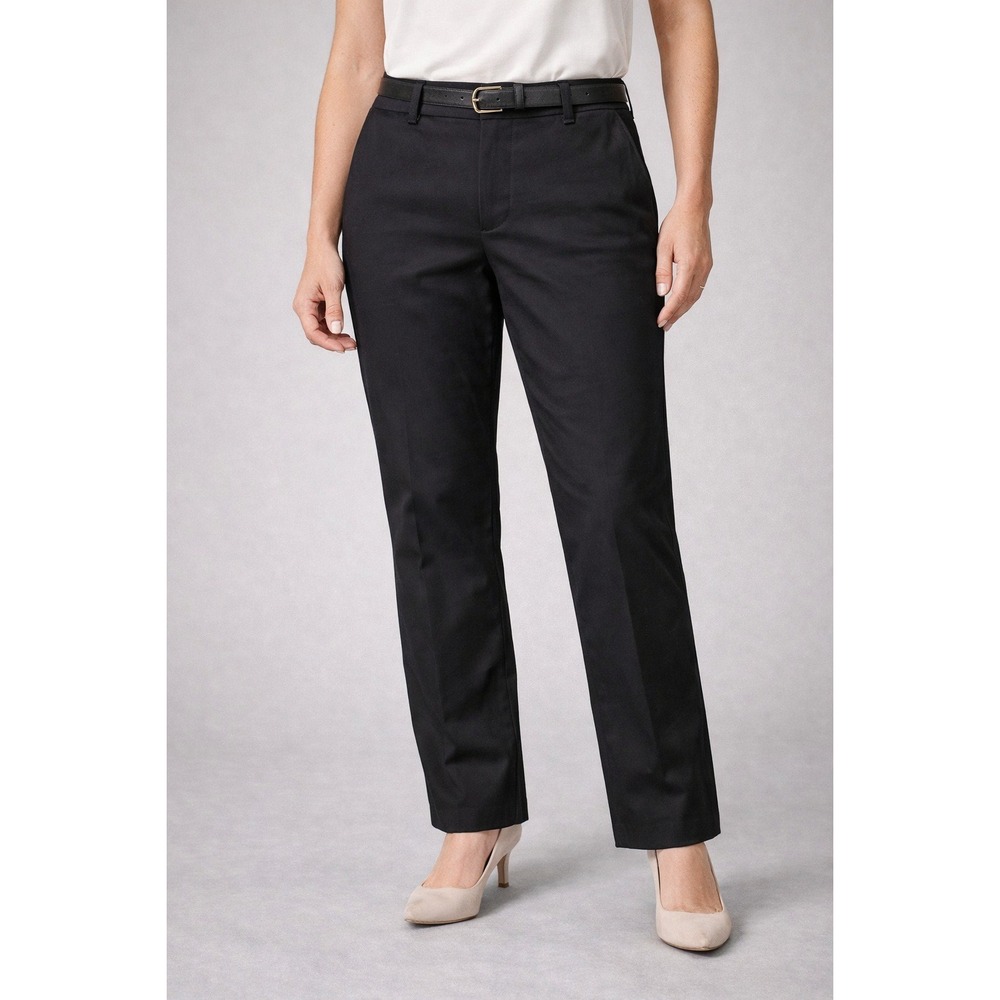Talbots Newport Pant Black Wide Leg Trousers Mens 6P Petite Cotton Blend Stretch